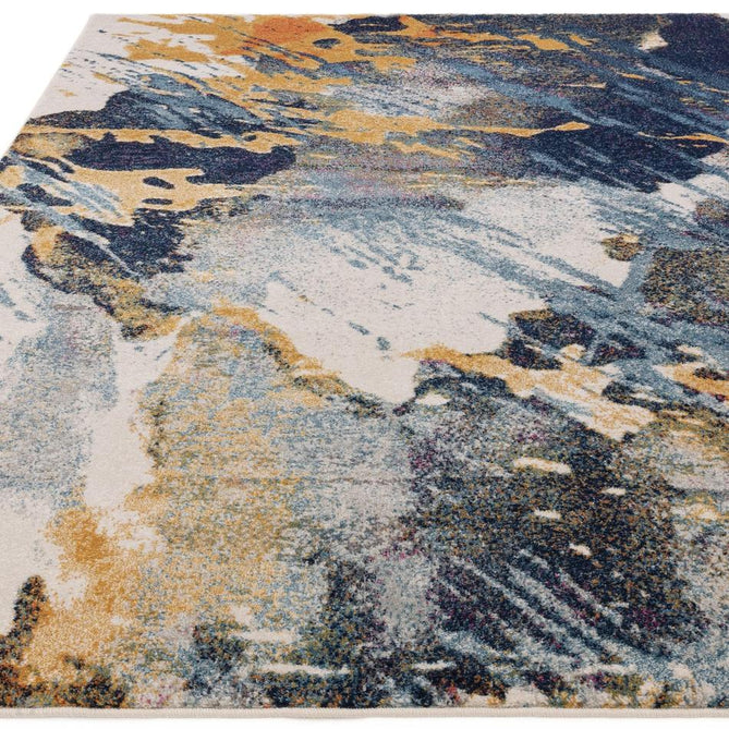 Nova Sonic NV41 Modern Abstract Durable Easy-Care Polypropylene Short Pile Ivory/Navy/Mustard/Sky Blue/Multicolour Rug-Asiatic Carpets-Rug Love - The Most Loved Rug Store