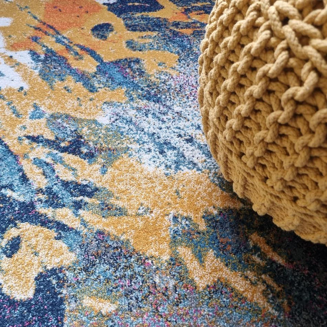 Nova Sonic NV41 Modern Abstract Durable Easy-Care Polypropylene Short Pile Ivory/Navy/Mustard/Sky Blue/Multicolour Rug-Asiatic Carpets-Rug Love - The Most Loved Rug Store
