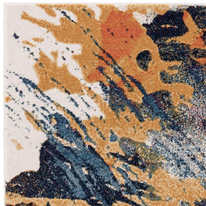 Nova Sonic NV41 Modern Abstract Durable Easy-Care Polypropylene Short Pile Ivory/Navy/Mustard/Sky Blue/Multicolour Rug-Asiatic Carpets-Rug Love - The Most Loved Rug Store