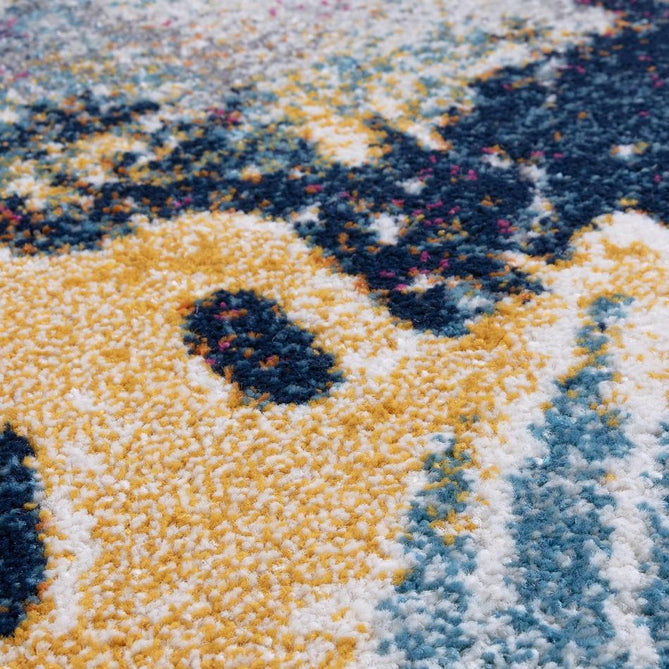 Nova Sonic NV41 Modern Abstract Durable Easy-Care Polypropylene Short Pile Ivory/Navy/Mustard/Sky Blue/Multicolour Rug-Asiatic Carpets-Rug Love - The Most Loved Rug Store
