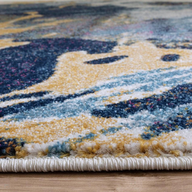 Nova Sonic NV41 Modern Abstract Durable Easy-Care Polypropylene Short Pile Ivory/Navy/Mustard/Sky Blue/Multicolour Rug-Asiatic Carpets-Rug Love - The Most Loved Rug Store