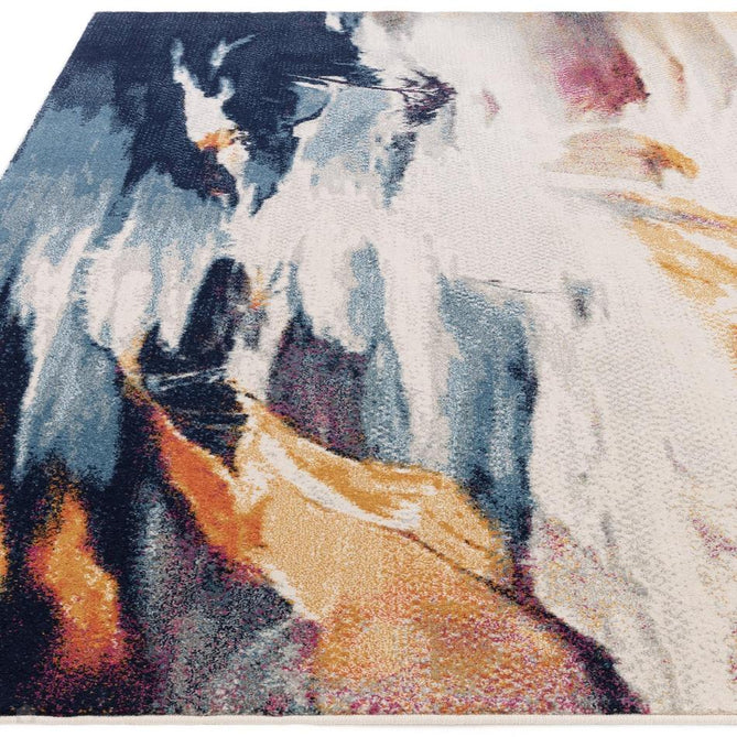 Nova Vista NV42 Modern Abstract Durable Easy-Care Polypropylene Short Pile Ivory/Blue/Orange/YellowMultcolour Rug-Asiatic Carpets-Rug Love - The Most Loved Rug Store