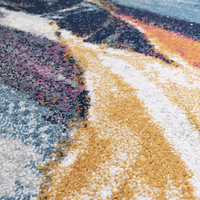 Nova Vista NV42 Modern Abstract Durable Easy-Care Polypropylene Short Pile Ivory/Blue/Orange/YellowMultcolour Rug-Asiatic Carpets-Rug Love - The Most Loved Rug Store