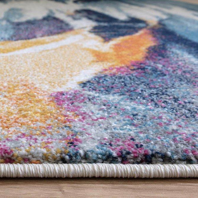 Nova Vista NV42 Modern Abstract Durable Easy-Care Polypropylene Short Pile Ivory/Blue/Orange/YellowMultcolour Rug-Asiatic Carpets-Rug Love - The Most Loved Rug Store