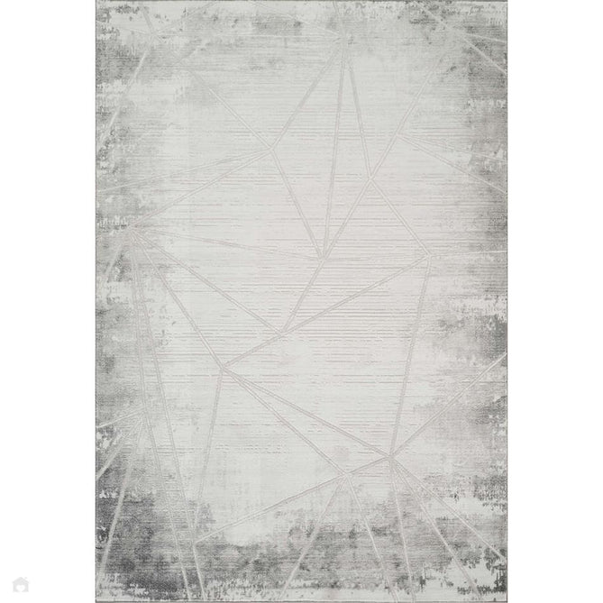 Novu Mirage NOV01 Modern Geometric-Abstract Distressed Shimmer Soft Velvety Hi-Lo Textured Cut Pile Polyblend Light Grey/Silver/Steel Grey/Charcoal/Ivory Rug-Desire Rugs-Rug Love - The Most Loved Rug Store