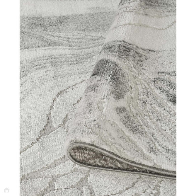 Novu Stream NOV02 Modern Abstract Distressed Marbled Shimmer Soft Velvety Hi-Lo Textured Cut Pile Polyblend Soft Grey/Silver/Charcoal Grey/Ash Grey/Ivory Rug-Desire Rugs-Rug Love - The Most Loved Rug Store