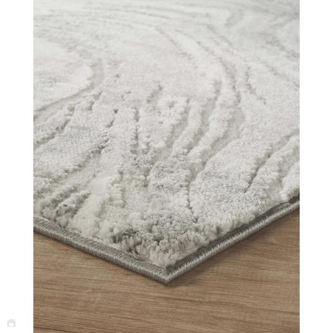 Novu Stream NOV02 Modern Abstract Distressed Marbled Shimmer Soft Velvety Hi-Lo Textured Cut Pile Polyblend Soft Grey/Silver/Charcoal Grey/Ash Grey/Ivory Rug-Desire Rugs-Rug Love - The Most Loved Rug Store