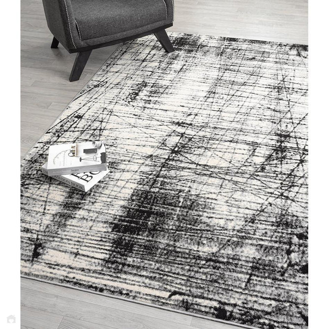 Obsidian Oblique OBS34 Ivory/Charcoal/Light Grey/Black Rug-Desire Rugs-Rug Love - The Most Loved Rug Store