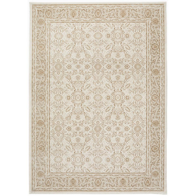Olivia OLI104 Traditional Persian Floral Border Shimmer Soft-Touch Textured Low-Profile Short Pile Polyester Grey/Khaki Rug-Concept Looms-Rug Love - The Most Loved Rug Store