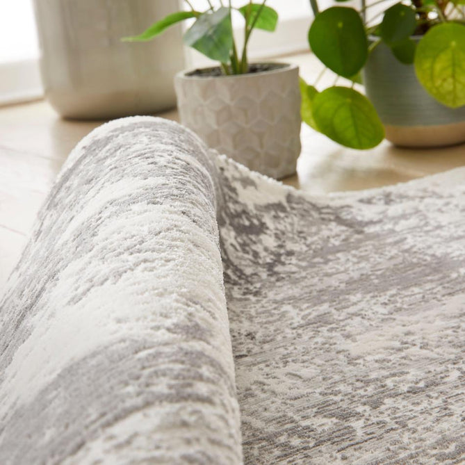 Olivia OLI105 Modern Abstract Distressed Shimmer Soft-Touch Textured Low-Profile Short Pile Polyester Grey Rug-Concept Looms-Rug Love - The Most Loved Rug Store