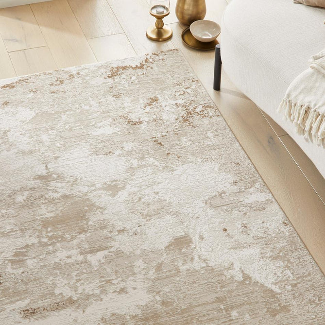 Olivia OLI106 Modern Abstract Distressed Shimmer Soft-Touch Textured Low-Profile Short Pile Polyester Beige Rug-Concept Looms-Rug Love - The Most Loved Rug Store
