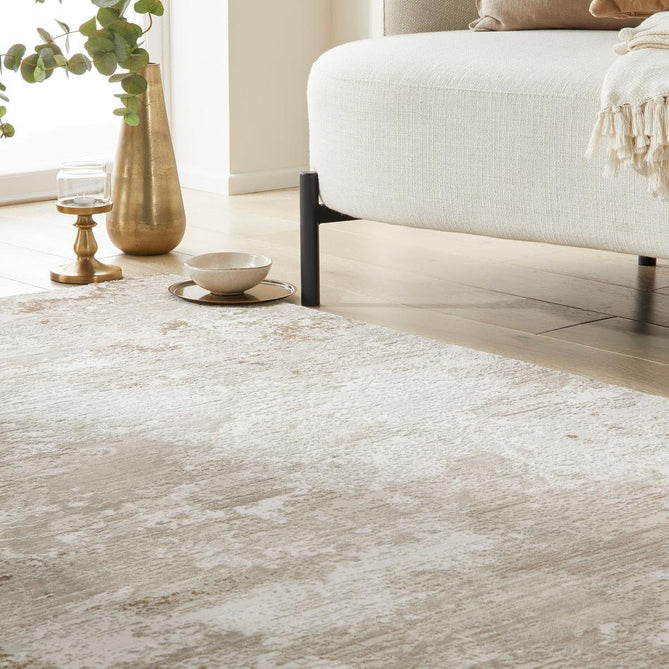 Olivia OLI106 Modern Abstract Distressed Shimmer Soft-Touch Textured Low-Profile Short Pile Polyester Beige Rug-Concept Looms-Rug Love - The Most Loved Rug Store