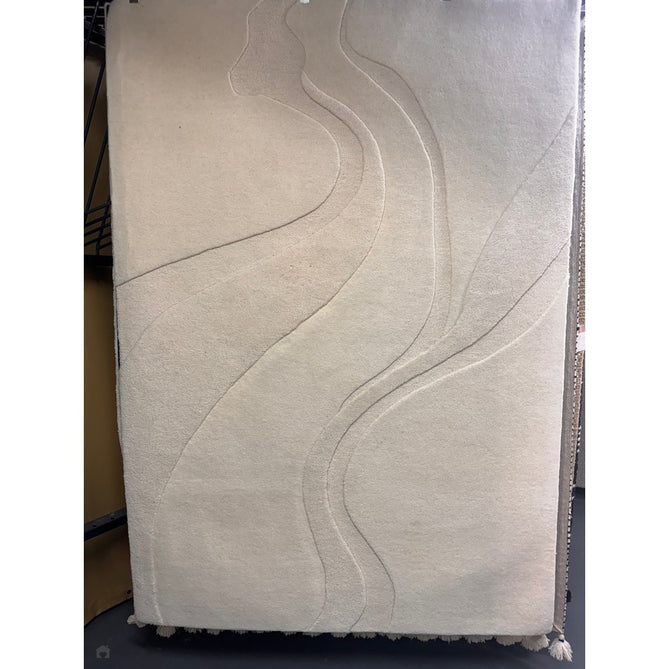 Olsen Glide Modern Plain Abstract Hand Carved Hi-Low Textured Wool Cream Rug-Asiatic Carpets-Rug Love - The Most Loved Rug Store