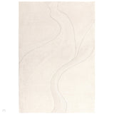 Olsen Glide Modern Plain Abstract Hand Carved Hi-Low Textured Wool Cream Rug