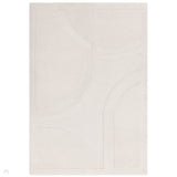 Olsen Movement Modern Plain Abstract Hand Carved Hi-Low Textured Wool Cream Rug