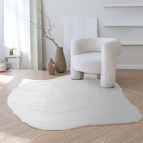 Olsen Surge Modern Plain Abstract Hand Carved Hi-Low Textured Wool Oval Cream Rug