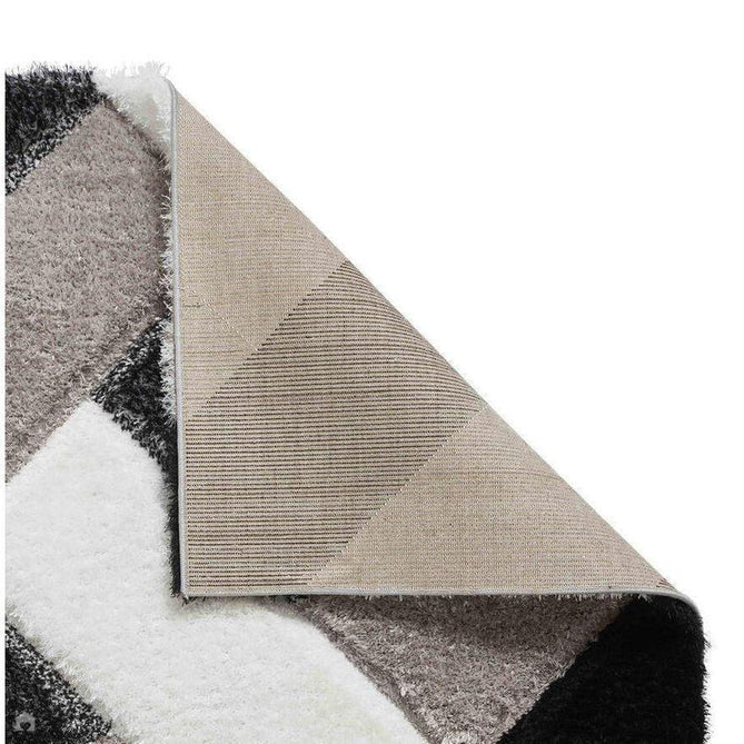 Olympia 2239 3D Geometric Plush Carved Hi-Lo Textured Soft Polyester Metallic Shimmer Shaggy Black/White/Grey Rug-Think Rugs-Rug Love - The Most Loved Rug Store