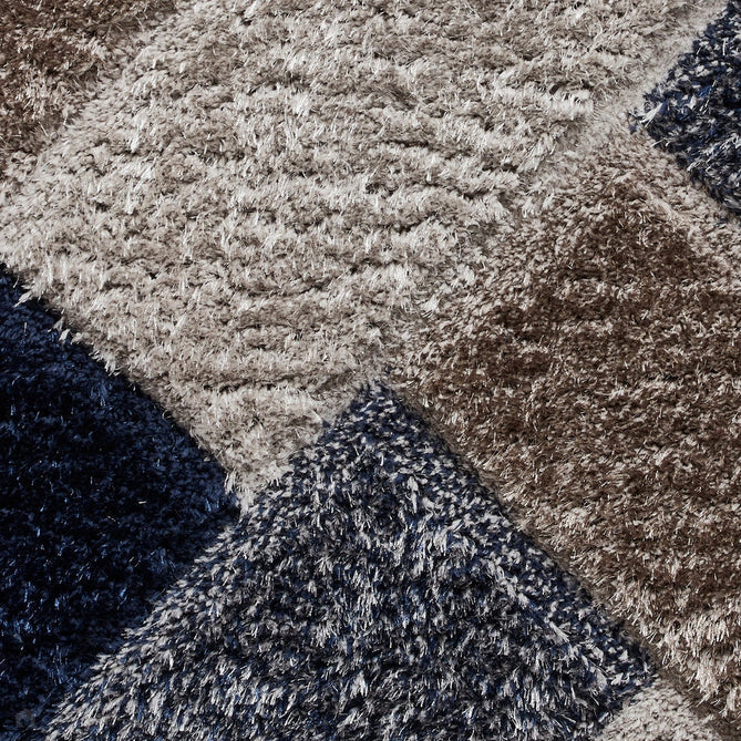 Olympia 2239 3D Geometric Plush Carved Hi-Lo Textured Soft Polyester Metallic Shimmer Shaggy Grey/Navy Rug-Think Rugs-Rug Love - The Most Loved Rug Store