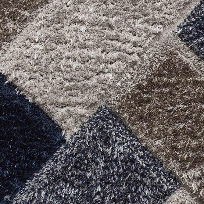 Olympia 2239 3D Geometric Plush Carved Hi-Lo Textured Soft Polyester Metallic Shimmer Shaggy Grey/Navy Rug-Think Rugs-Rug Love - The Most Loved Rug Store