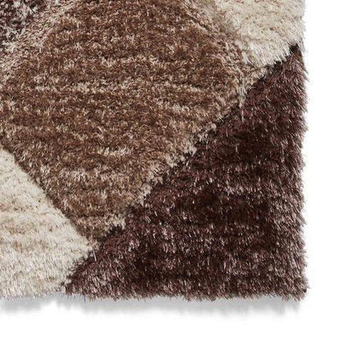 Olympia 2239 3D Geometric Plush Hand Carved Soft Polypropylene Shaggy Beige/Brown/Cream Rug-Think Rugs-Rug Love - The Most Loved Rug Store