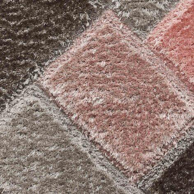 Olympia 2239 3D Geometric Plush Hand Carved Soft Polypropylene Shaggy Grey/Pink Rug 120 x 170 cm-Shop Returns-Rug Love - The Most Loved Rug Store