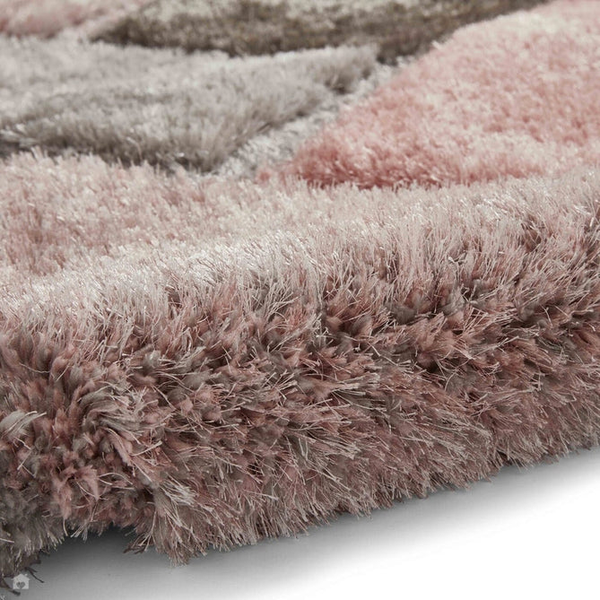 Olympia 2239 3D Geometric Plush Hand Carved Soft Polypropylene Shaggy Grey/Pink Rug 120 x 170 cm-Shop Returns-Rug Love - The Most Loved Rug Store