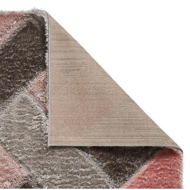 Olympia 2239 3D Geometric Plush Hand Carved Soft Polypropylene Shaggy Grey/Pink/Beige Rug-Think Rugs-Rug Love - The Most Loved Rug Store