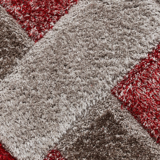 Olympia 2239 3D Geometric Plush Hand Carved Soft Polypropylene Shaggy Grey/Red/Brown Rug-Think Rugs-Rug Love - The Most Loved Rug Store