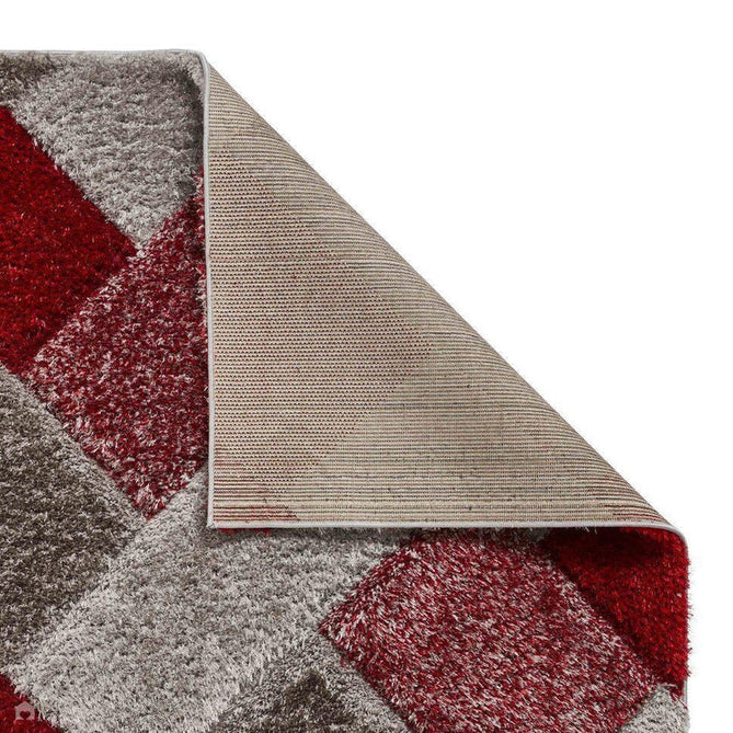 Olympia 2239 3D Geometric Plush Hand Carved Soft Polypropylene Shaggy Grey/Red/Brown Rug-Think Rugs-Rug Love - The Most Loved Rug Store