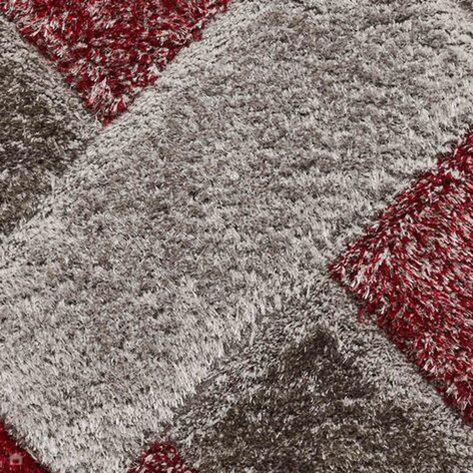 Olympia 2239 3D Geometric Plush Hand Carved Soft Polypropylene Shaggy Grey/Red/Brown Rug-Think Rugs-Rug Love - The Most Loved Rug Store