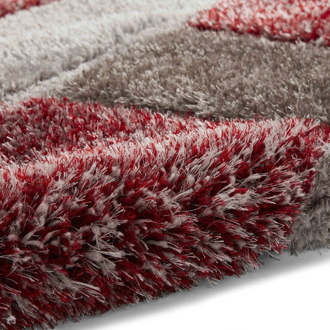 Olympia 2239 3D Geometric Plush Hand Carved Soft Polypropylene Shaggy Grey/Red/Brown Rug-Think Rugs-Rug Love - The Most Loved Rug Store