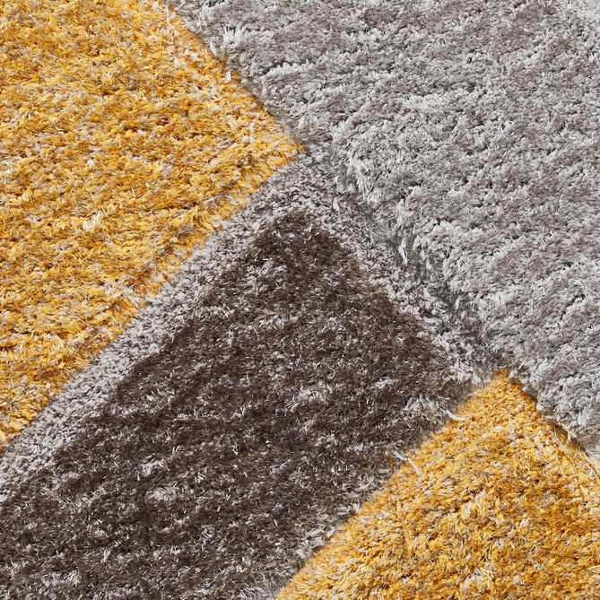 Olympia 2239 3D Geometric Plush Hand Carved Soft Polypropylene Shaggy Grey/Yellow/Brown Rug-Think Rugs-Rug Love - The Most Loved Rug Store