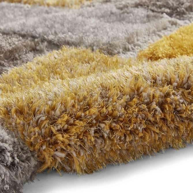 Olympia 2239 3D Geometric Plush Hand Carved Soft Polypropylene Shaggy Grey/Yellow/Brown Rug-Think Rugs-Rug Love - The Most Loved Rug Store