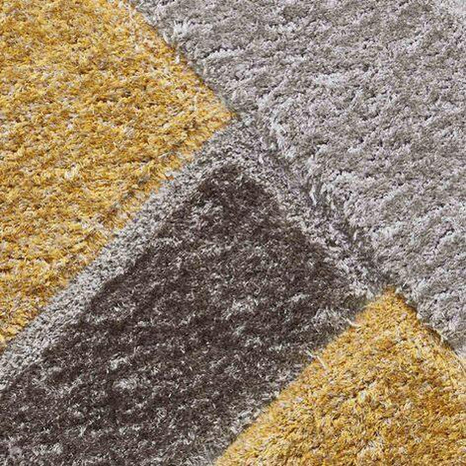 Olympia 2239 3D Geometric Plush Hand Carved Soft Polypropylene Shaggy Grey/Yellow/Brown Rug-Think Rugs-Rug Love - The Most Loved Rug Store