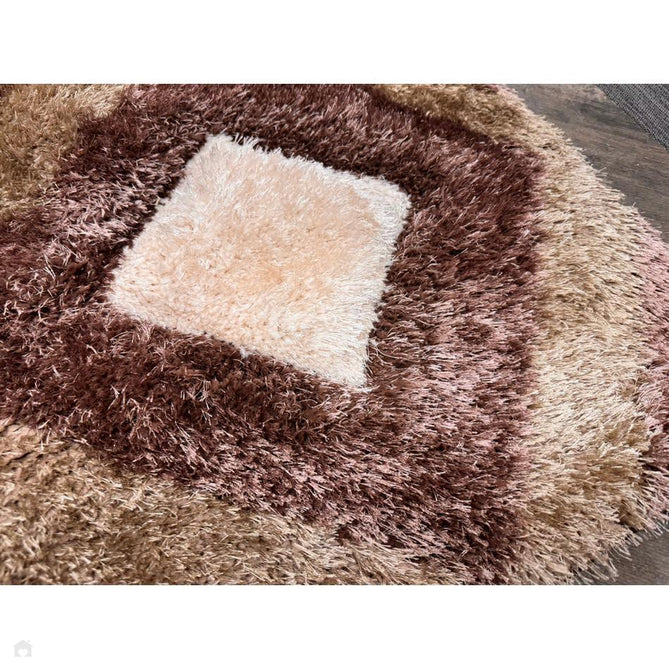 Olympia GR224 3D Geometric Plush Carved Hi-Lo Textured Soft Polyester Metallic Shimmer Shaggy Beige/Brown/Cream Rug-Think Rugs-Rug Love - The Most Loved Rug Store