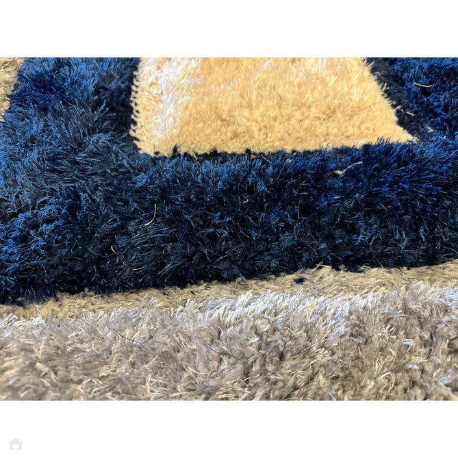 Olympia GR224 3D Geometric Plush Carved Hi-Lo Textured Soft Polyester Metallic Shimmer Shaggy Grey/Navy/Cream Rug-Think Rugs-Rug Love - The Most Loved Rug Store