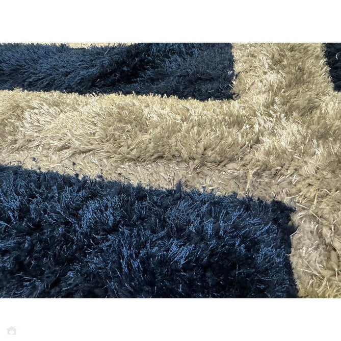 Olympia GR224 3D Geometric Plush Carved Hi-Lo Textured Soft Polyester Metallic Shimmer Shaggy Grey/Navy/Cream Rug-Think Rugs-Rug Love - The Most Loved Rug Store