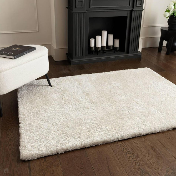 Opulence Plush Plain Soft Subtle Shimmer Sustainable Recycled Polyester Mid-Height Shaggy Ivory Rug-Asiatic Carpets-Rug Love - The Most Loved Rug Store