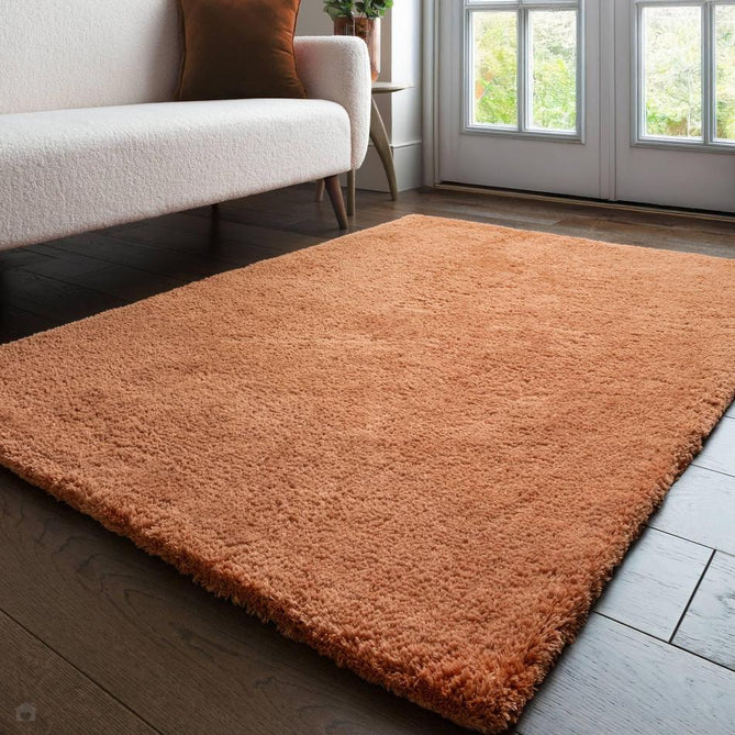 Opulence Plush Plain Soft Subtle Shimmer Sustainable Recycled Polyester Mid-Height Shaggy Rust Terracotta Rug-Asiatic Carpets-Rug Love - The Most Loved Rug Store