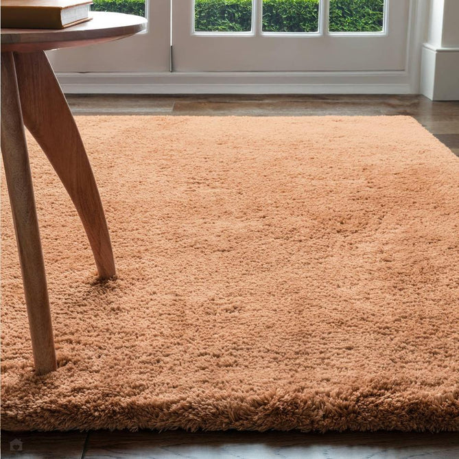 Opulence Plush Plain Soft Subtle Shimmer Sustainable Recycled Polyester Mid-Height Shaggy Rust Terracotta Rug-Asiatic Carpets-Rug Love - The Most Loved Rug Store