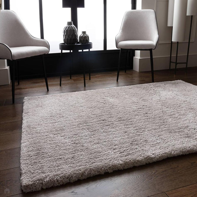 Opulence Plush Plain Soft Subtle Shimmer Sustainable Recycled Polyester Mid-Height Shaggy Silver Rug-Asiatic Carpets-Rug Love - The Most Loved Rug Store
