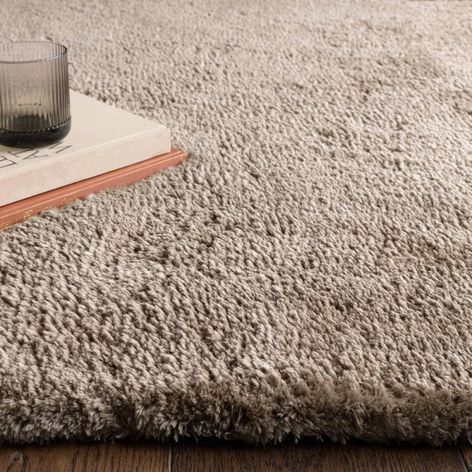 Opulence Plush Plain Soft Subtle Shimmer Sustainable Recycled Polyester Mid-Height Shaggy Taupe Rug-Asiatic Carpets-Rug Love - The Most Loved Rug Store