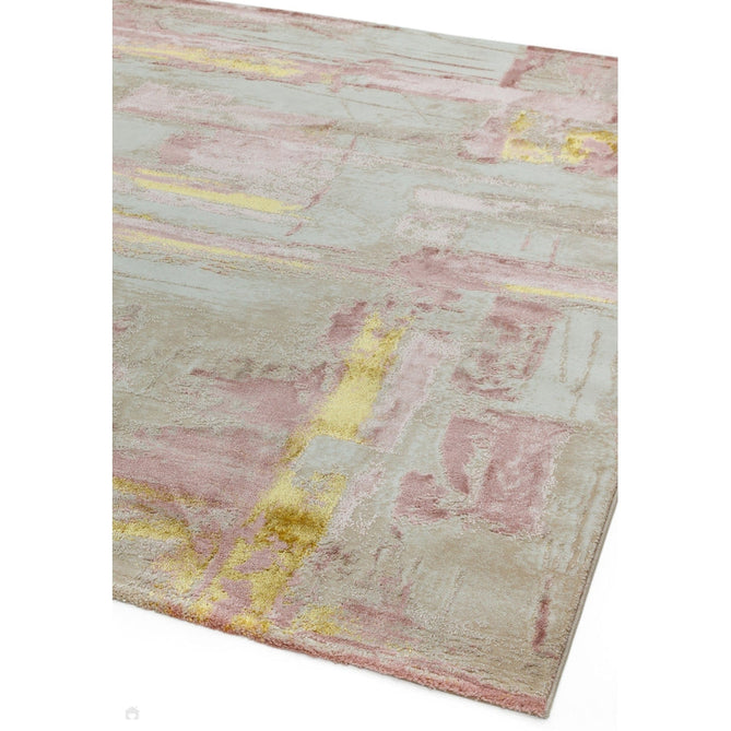 Orion OR01 Decor Modern Abstract Distressed Textured Soft-Touch Metallic Shimmer Pink/Gold/Cream Rug-Asiatic Carpets-Rug Love - The Most Loved Rug Store