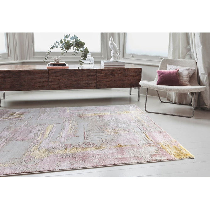 Orion OR01 Decor Modern Abstract Distressed Textured Soft-Touch Metallic Shimmer Pink/Gold/Cream Rug-Asiatic Carpets-Rug Love - The Most Loved Rug Store