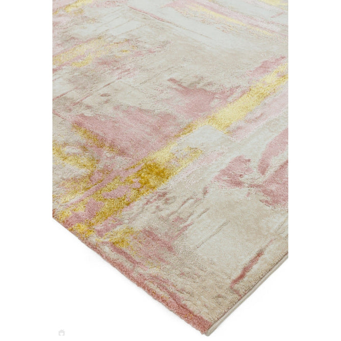 Orion OR01 Decor Modern Abstract Distressed Textured Soft-Touch Metallic Shimmer Pink/Gold/Cream Rug-Asiatic Carpets-Rug Love - The Most Loved Rug Store