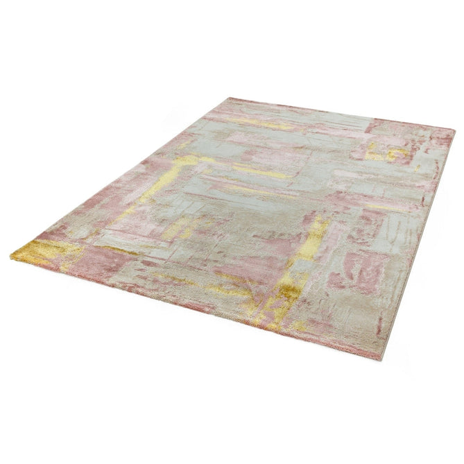 Orion OR01 Decor Modern Abstract Distressed Textured Soft-Touch Metallic Shimmer Pink/Gold/Cream Rug-Asiatic Carpets-Rug Love - The Most Loved Rug Store