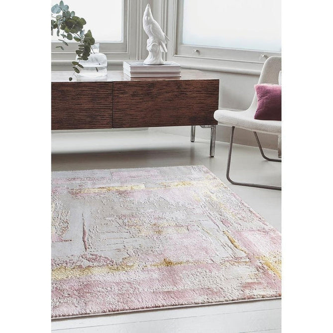 Orion OR01 Decor Modern Abstract Distressed Textured Soft-Touch Metallic Shimmer Pink/Gold/Cream Rug-Asiatic Carpets-Rug Love - The Most Loved Rug Store