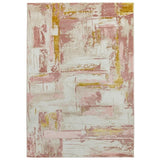 Orion OR01 Decor Modern Abstract Distressed Textured Soft-Touch Metallic Shimmer Pink/Gold/Cream Rug