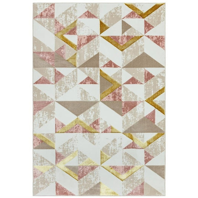 Orion OR10 Flag Modern Geometric Distressed Textured Soft-Touch Metallic Shimmer Pink/Gold/Taupe/Cream Rug-Asiatic Carpets-Rug Love - The Most Loved Rug Store