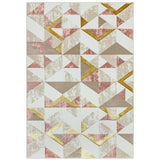 Orion OR10 Flag Modern Geometric Distressed Textured Soft-Touch Metallic Shimmer Pink/Gold/Taupe/Cream Rug